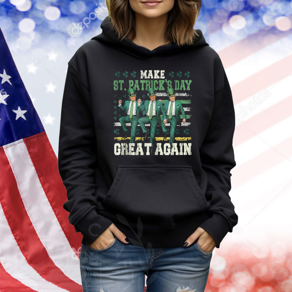 Vintage Trump 45 47 President USA Flag Patrick's Day Shirt