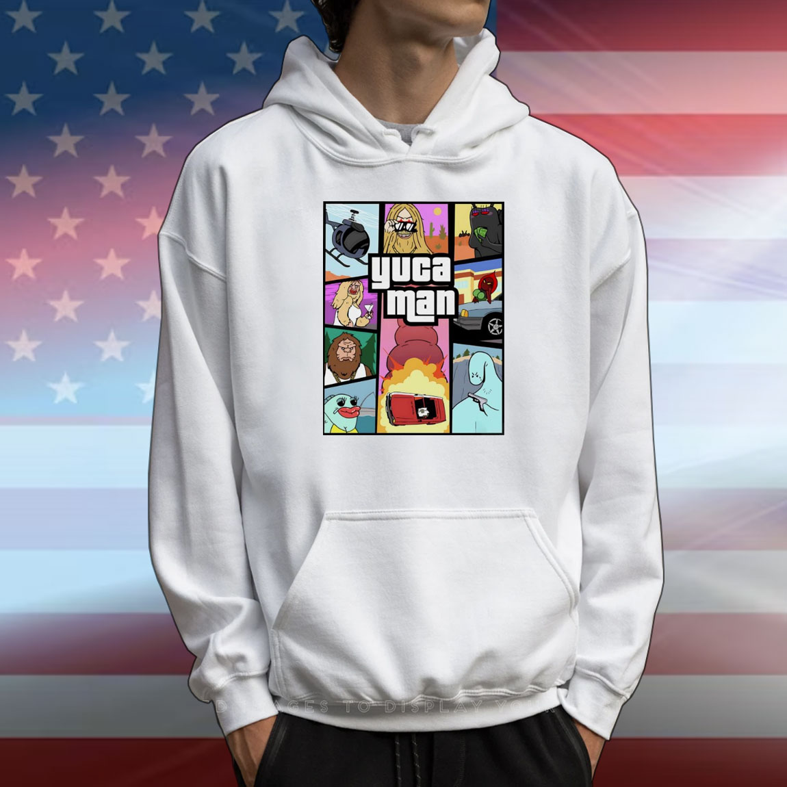 Yuca Man Grand Theft Parody Character Grid T-Shirt
