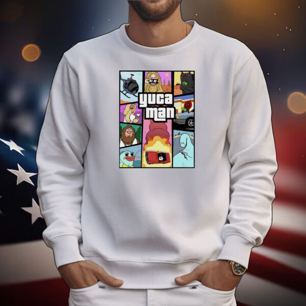 Yuca Man Grand Theft Parody Character Grid T-Shirt