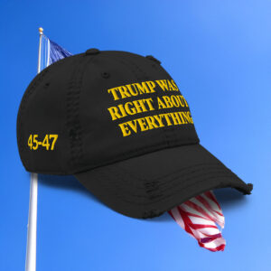 Trump Was Right About Everything Gold Distressed Dad Hat